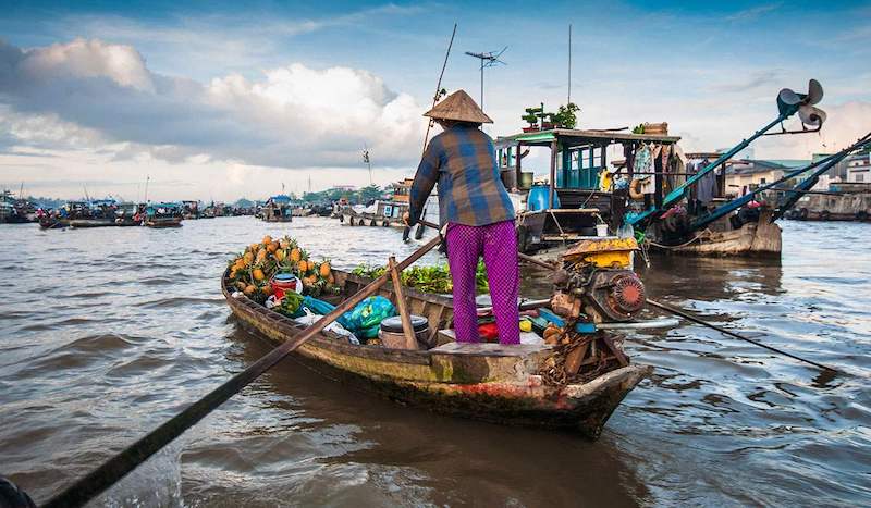 Thời gian, hướng di chuyển phù hợp khi đi chợ nổi Cái Răng.